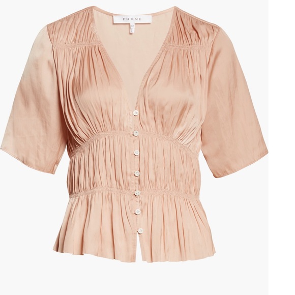 FRAME
Shirred V-neck Blouse Size Medium NWT - Picture 3 of 4